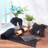 5 Yards 6 Inch Wide Stretch Elastic Lace Ribbon Floral Rose Pattern Trim Fabric Sewing for Dress Tablecloth Hair Band Wedding Decorations(Black)