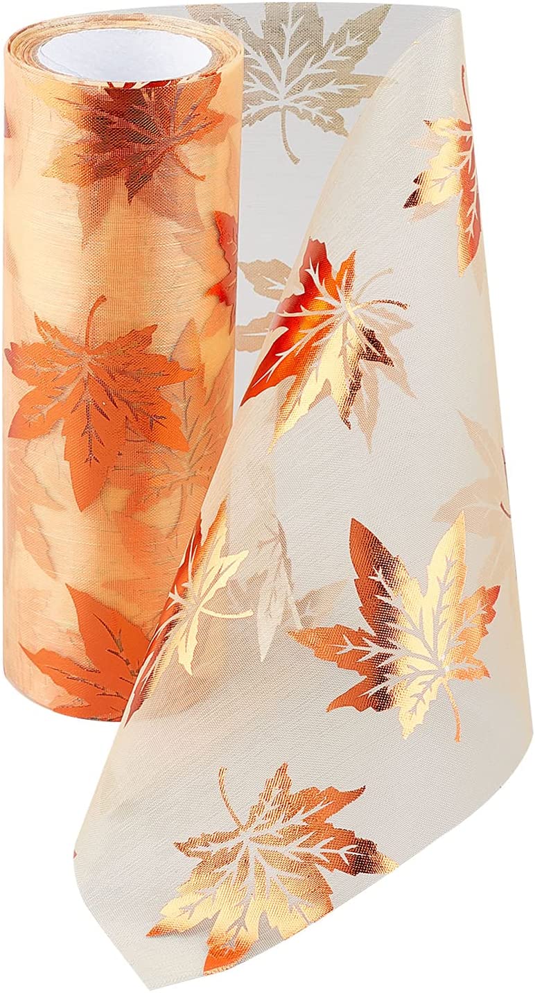 CRASPIRE Maple Leaf Tulle Fabric Rolls Tulle Spool Ribbon 6 Inch by 10  Yards for Sewing Wedding Crafts Tutu Skirt Birthday Party Decorations  (Golden Brown)