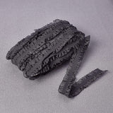 11Yard/10m Black Fabric Lace Trim Stretch Elastic Double Ruffle Lace Ribbon 1 inches/28mm Wide for Sewing, Dress Decoration and Gift Wrapping