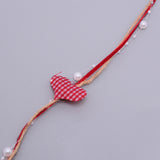 1 Roll Heart Plastic Beaded Trim, with Polyester Ribbon and Jute Twine, for DIY Valentine's Day and Holiday Crafts, Red, 0.2~28mm