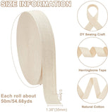 54.68 Yards(50m)/Roll Herringbone Cotton Webbings, 35mm Wide Cotton Twill Tape Ribbons Cotton Herringbone Cords for Knit Sewing DIY Crafts, Antique White