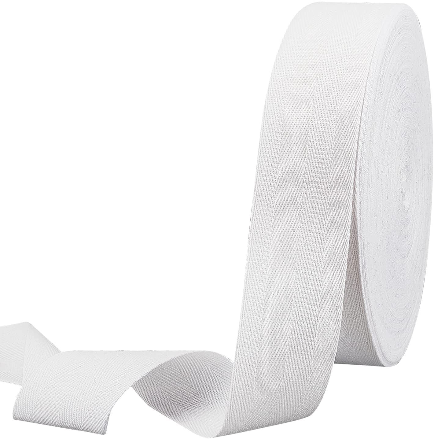 49 Yards(45m)/Roll Cotton Tape Ribbons, Herringbone Cotton Webbings, 50mm Wide Flat Cotton Herringbone Cords for Home Decor, Wrapping Gifts, Sewing DIY Crafts, White