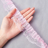 20 Yards/18m 2-Layer Pink Pleated Organza Lace Ribbon Gathered Mesh Chiffon Fabric Lace Applique Tulle Trimming for Craft Sewing Dress DIY Handmade Decoration