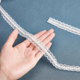 10 Yards Lace Fabric Pearl Ribbon, 3/4 Inches Wide Pearl Lace Polyester Ribbon, Faux Pearl Lace Edge Trim, Applique Pearl Fringe for Sewing, Bridal Wedding, Home Decors- White