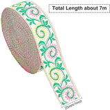 7.7 Yard 1 Inch Vintage Jacquard Ribbon Emobridered Woven Green Leaves Ribbon Fabric Trim Fringe for DIY Clothing Accessories Embellishment Decorations Green Yellow