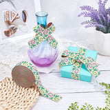 7.7 Yard 1 Inch Vintage Jacquard Ribbon Emobridered Woven Green Leaves Ribbon Fabric Trim Fringe for DIY Clothing Accessories Embellishment Decorations Green Yellow