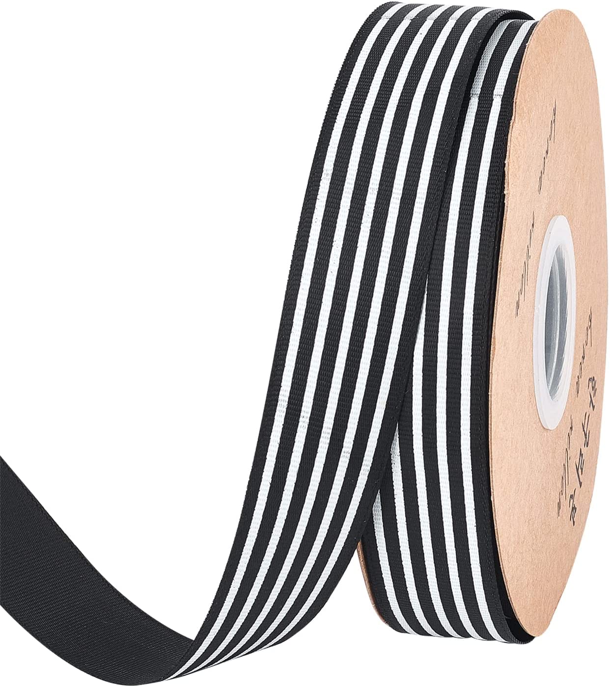 CRASPIRE 50 Yards Striped Ribbon Black and White Striped Grosgrain Ribbon 1  Inch Craft Wrapping Striped Ribbons Roll for Christmas Wraps Embellishments  Party Decoration Gift Packing
