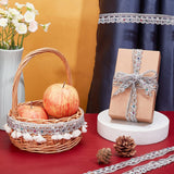 13 Yards Glitter Woven Ribbon, Silver Braid Lace Trim 1 Inch Fabric Trim Fringe Embossed Craft Sewing Ribbon for Wedding Party Clothing Christmas Decoration