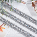 14.2 Yard 1.18 Inch Sequin Metallic Braid Trim Sliver Lace Trim with Paillette Sequinned Ribbon Metallic Sequins Jacquard Trim for DIY Clothing Accessories Decorations