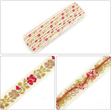 22 Yards 0.5 inch White Jacquard Cotton Ribbon Trim Grey & Red Rose Floral Embroidery Lace Sewing Trim Ribbon for DIY Craft Wrapping Bow Gift Packaging Costume Accessories Decoration