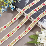22 Yards 0.5 inch White Jacquard Cotton Ribbon Trim Grey & Red Rose Floral Embroidery Lace Sewing Trim Ribbon for DIY Craft Wrapping Bow Gift Packaging Costume Accessories Decoration