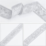 10 Yard Vintage Jacquard Ribbon Silver Jacquard Trim with Embroidery Bee & Floral 33mm Wide Webbing Emobridered Woven Trim for DIY Clothing Accessories Embellishment Decorations