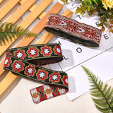 7.7 Yard 1.35 Inch Wide Vintage Jacquard Ribbon Black Jacquard Trim Emobridered Woven Trim with Daisy Pattern Gold & Red & White Floral Webbing Ribbon for DIY Clothing Decorations