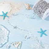 1 Roll 30m Acrylic Starfish Garland Silver Beads Ribbons Pearls Beads String Roll Chain Beach Garland Decor for Christmas Wedding Home Decoration Holiday Supplies