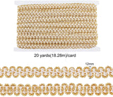 20 Yards Metallic Braid Lace Trim Handmade Goldenrod Centipede Braid Trim Crafts White Lining Decorative Trim with Card for Curtain Slipcover DIY Costume Accessories 0.47/12mm(W)