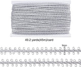 49 Yards Metallic Braid Lace Trim Handmade Silver Circle Metallic Trim Crafts Silver Decorative Trim with Card for Curtain Slipcover DIY Costume Accessories 0.03/9mm(W)