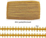 49 Yards Metallic Braid Lace Trim Handmade Gold Circle Metallic Trim Crafts Dark Goldenrod Decorative Trim with Card for Curtain Slipcover DIY Costume Accessories 0.03/9mm(W)