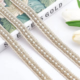 12.5 Yards 0.8 inch Light Brown Woven Braid Trim Handmade Polyester Sewing White Edge Wave Braid Trim Crafts Decorative Trim with Card for Curtain Slipcover DIY Costume Accessories