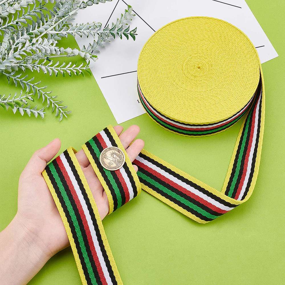 5 Roll Polyester Ruffled Ribbon, Pleated Ribbon, for Gift Wrapping, Bow Tie Making, Yellow Green, 1 inch(25mm), about 9.84 Yards(9m)/Roll