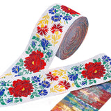 1 Card Polyester Ribbons, Wave Shape, Red, 38~40mm, 10yard/card