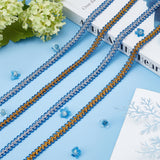 1 Card 15 Yards Metallic Braid Lace Trim Blue & Gold Sewing Centipede Braided Lace 10x3mm Decorated Gimp Trim for Wedding DIY Clothes Accessories Jewelry Crafts Sewing Home Decor