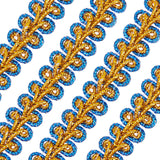 1 Card 15 Yards Metallic Braid Lace Trim Blue & Gold Sewing Centipede Braided Lace 10x3mm Decorated Gimp Trim for Wedding DIY Clothes Accessories Jewelry Crafts Sewing Home Decor