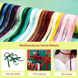 60 Yds?¨¢3/8 Single Face Velvet Ribbon, 30 Colors Satin Ribbon Polyester Velvet Ribbon Chocker Ribbon for Wedding Gift Wrapping Hair Bows Home Christmas Decoration