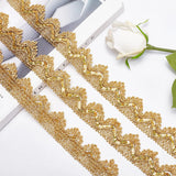 20Yd 1.5 Inch Gold Beaded Lace Trim Sequined Fabric Ribbon Glitter Mesh Decorative Wedding Flat Bling Paillette Sewing Embroidered Lace Tulle Applique for Clothing Curtain Latin Dance Skirt