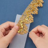 20Yd 1.5 Inch Gold Beaded Lace Trim Sequined Fabric Ribbon Glitter Mesh Decorative Wedding Flat Bling Paillette Sewing Embroidered Lace Tulle Applique for Clothing Curtain Latin Dance Skirt