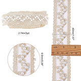 1 pc 3 Yards/2.74m Embroidery Organza Lace Trim with Pearl Beads 40mm Pale Golden Embroidery Flower Lace Pearl Trim Beaded Edging Lace Trim for Bridal Dress, Sewing Decoration