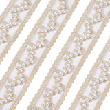 1 pc 3 Yards/2.74m Embroidery Organza Lace Trim with Pearl Beads 40mm Pale Golden Embroidery Flower Lace Pearl Trim Beaded Edging Lace Trim for Bridal Dress, Sewing Decoration