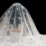 1 pc Polyester Mesh Embroidered Lace Trim, Flower Pettern, Garment Accessories, PeachPuff, 52 inch(1320mm), about 2 yards/pc