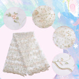 1 pc Polyester Mesh Embroidered Lace Trim, Flower Pettern, Garment Accessories, PeachPuff, 52 inch(1320mm), about 2 yards/pc