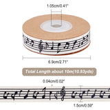 1 Roll 11 Yards Musical Notes Ribbons, 15mm Wide Musical Notes Craft Ribbon Printed Music Note Cotton Ribbon with Spool for Gift Packaging Party Decoration Sewing Craft