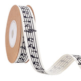 1 Roll 11 Yards Musical Notes Ribbons, 15mm Wide Musical Notes Craft Ribbon Printed Music Note Cotton Ribbon with Spool for Gift Packaging Party Decoration Sewing Craft