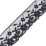 5 Bag Nylon Lace Trim, for Jewelry Making, Flat with Flower Pattern, Black, 1-1/8 inch(30mm), about 5.47 Yards(5m)/Bag