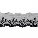 5 Yard Chinlon Yarns Lace Trim, Flat with Musical Note & Flower Pattern, Black, 4-3/8 inch(110~115mm)