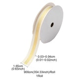 1 Roll Flat Christmas Theme Polyester Grosgrain Ribbon, Hot Stamping Ribbon, Clothes Accessories, Gold, Stripe Pattern, 5/8 inch(16.5mm), about 9.84 Yards(9m)/Roll