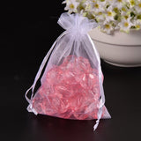 1 Bag Organza Bags, with Ribbons, White, 12x9cm