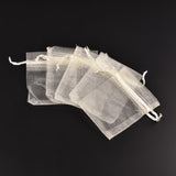 1 Bag Organza Bags, with Ribbons, Creamy White, 10x8cm