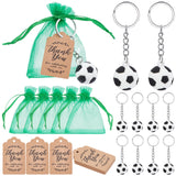 1 Bag AHANDMAKER 20 Sets Soccer Ball Keychains Kit, Soccer Party Favors Include Soccer Keychain for Backpacks & Drawstring Green Mesh Organza Bags & Thank You Tags for Soccer Birthday Sports Events Gift