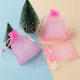 1 Bag 5 Style Organza Gift Bags with Drawstring, Jewelry Pouches, Wedding Party Christmas Favor Gift Bags, Pink, 100pcs/bag