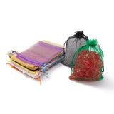 1 Bag Rectangle Organza Gift Bags, Jewelry Packing Drawable Pouches, with Vacuum Packing, Mixed Color, 13x18cm