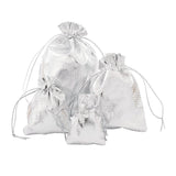 100 pc Organza Bags, Rectangle, Silver, 7~12x5~9cm, 60pcs/set