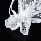 100 pc Polyester Lace & Slub Yarn Drawstring Gift Bags, for Jewelry & Baby Showers Packaging Wedding Favor Bag, Creamy White, 23~24x15~16x0.3cm