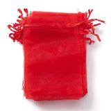 100 pc Organza Gift Bags with Drawstring, Jewelry Pouches, Wedding Party Christmas Favor Gift Bags, Red, 15x10cm