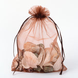 100 pc Organza Gift Bags with Drawstring, Jewelry Pouches, Wedding Party Christmas Favor Gift Bags, Chocolate, 23x17cm
