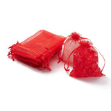 100 pc Organza Gift Bags with Drawstring, Jewelry Pouches, Wedding Party Christmas Favor Gift Bags, Red, 12x9cm