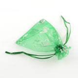 100 pc Printed Organza Bags, Gift Bags, Rectangle, Mixed Pattern, Mixed Color, 12x9cm