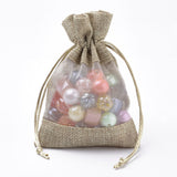 24 pc Cotton Packing Pouches, Drawstring Bags, with Organza Ribbons, Tan, 14~15x10~11cm